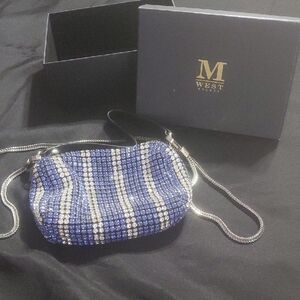 👛⚜️ Blue and Silver Beaded Handbag